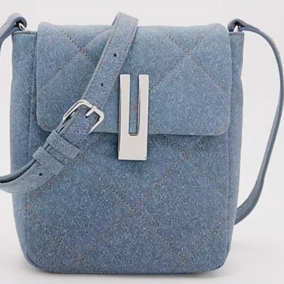 Vince Camuto Quilted Leather Crossbody -Doty Denim $157 NWT - Picture 1 of 10